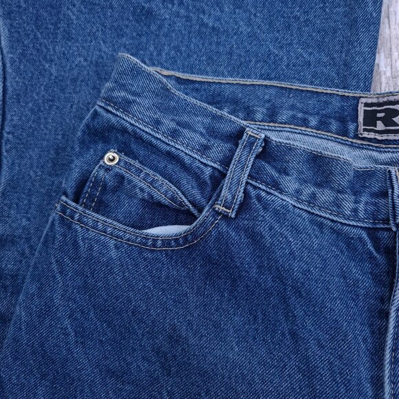 Vintage Rave R4R Jeans Womens 11 Blue Mid Rise Super Flare Leg Denim Y2K Hippy - Picture 5 of 8